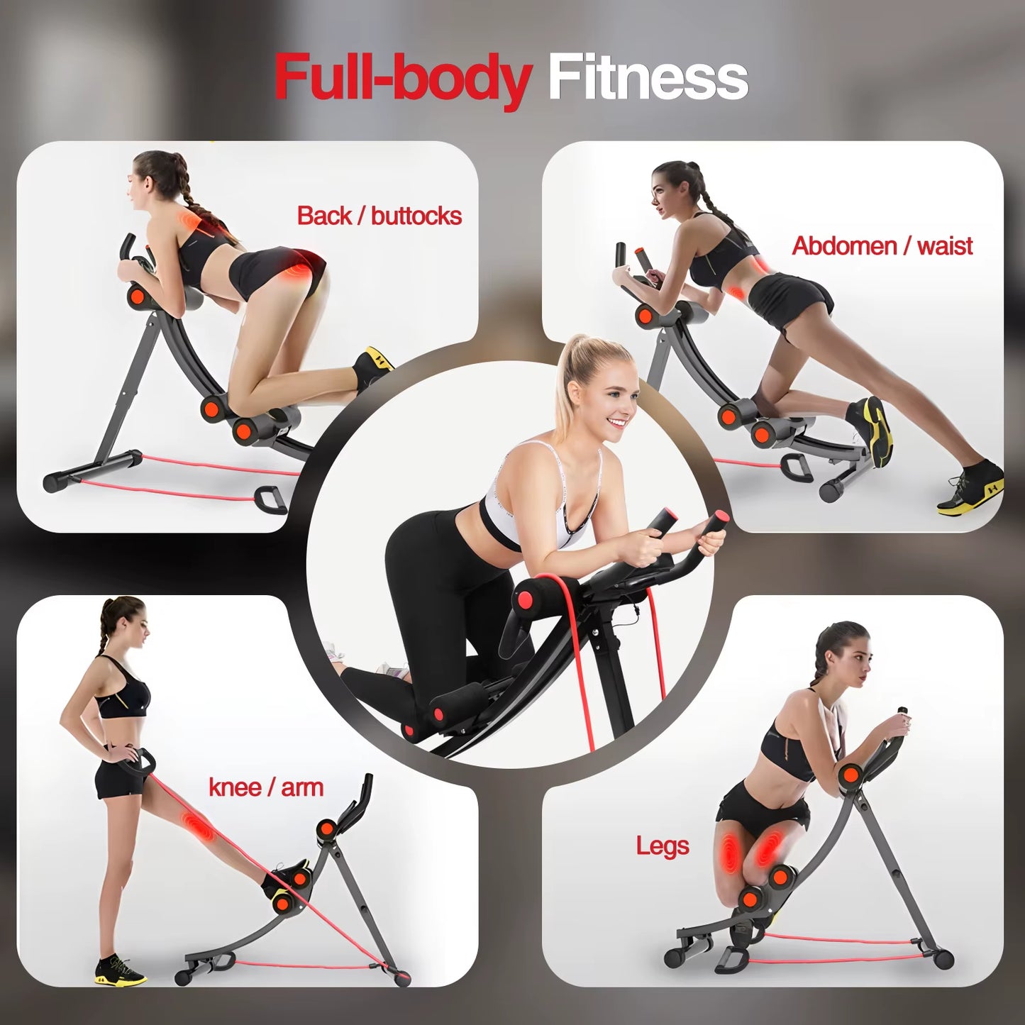 GIKPAL Foldable Ab Machine Ab Workout Equipment for Home Gym,Core & Abdominal Trainer Fitness Equipment Max 440Lbs LCD Display