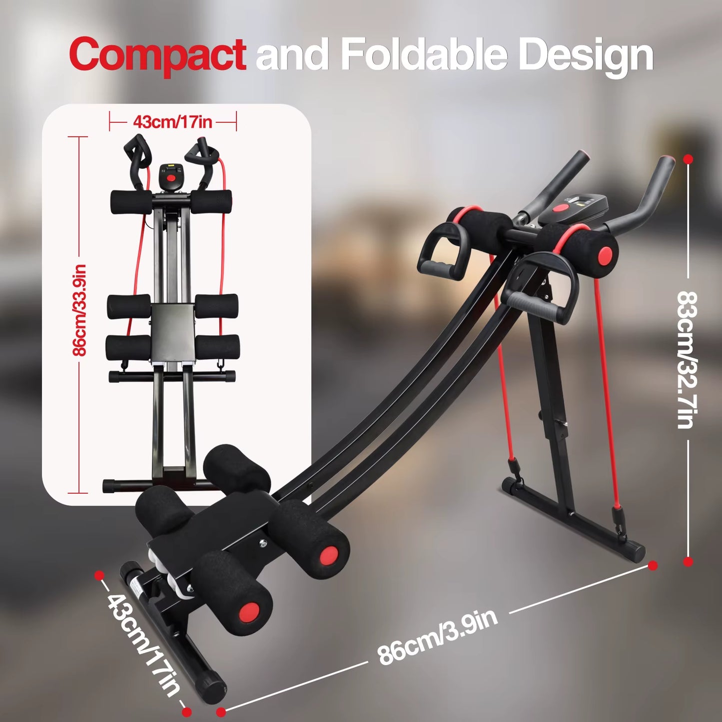 GIKPAL Foldable Ab Machine Ab Workout Equipment for Home Gym,Core & Abdominal Trainer Fitness Equipment Max 440Lbs LCD Display