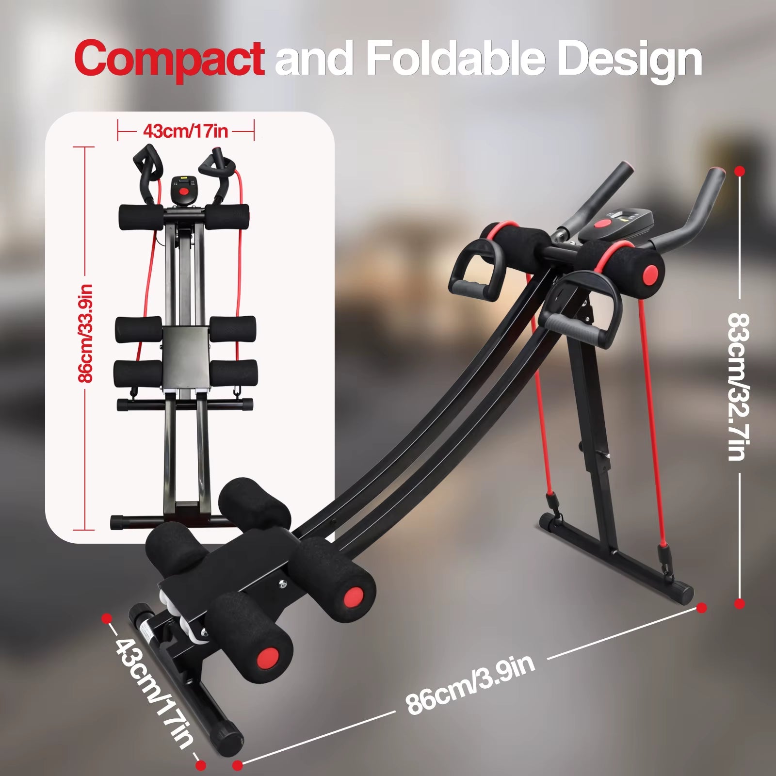 GIKPAL Foldable Ab Machine Ab Workout Equipment for Home Gym,Core & Abdominal Trainer Fitness Equipment Max 440Lbs LCD Display