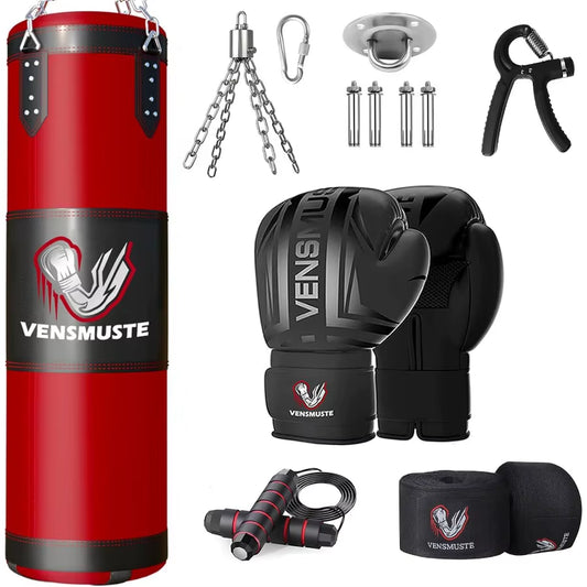 4FT Oxford Heavy Duty Punching Bag Set for Adults with 12OZ Boxing Gloves Chains Hand Wraps and Accessories Ideal for Home Gym