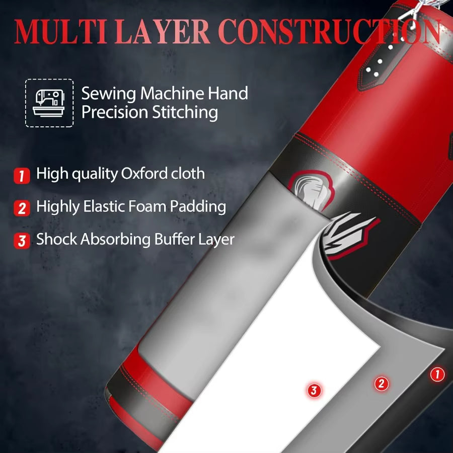 4FT Oxford Heavy Duty Punching Bag Set for Adults with 12OZ Boxing Gloves Chains Hand Wraps and Accessories Ideal for Home Gym