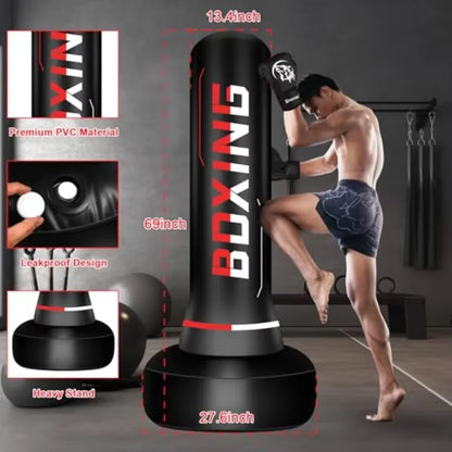 Freestanding Punching Bag for Adult Teens 70 Heavy Punching Bag with Boxing Gloves and Electric Air Pump for Beginners Kickboxi