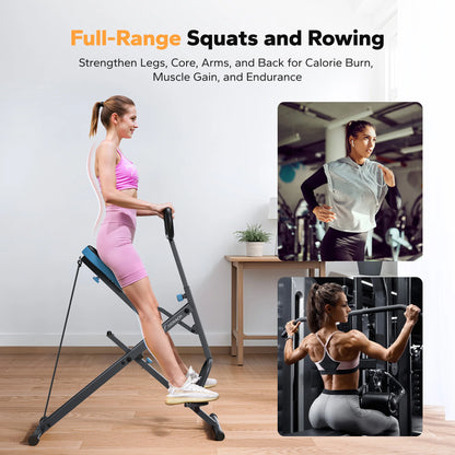Squat Machine 2In1 Squat Rowing Machine Easy Setup Foldable Exercise Equipment Glute Trainer Machine Glutes Leg Home Fit