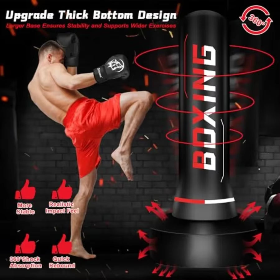 Freestanding Punching Bag for Adult Teens 70 Heavy Punching Bag with Boxing Gloves and Electric Air Pump for Beginners Kickboxi